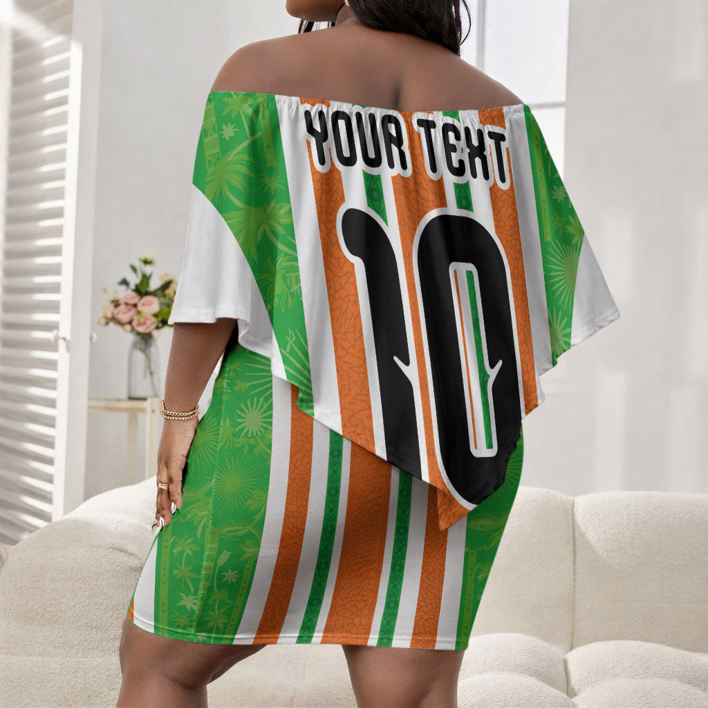 Custom Cote d'Ivoire Off Shoulder Short Dress The Elephants with African Pattern Stripes