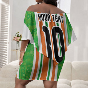 Custom Cote d'Ivoire Off Shoulder Short Dress The Elephants with African Pattern Stripes