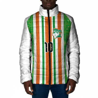 Custom Cote d'Ivoire Padded Jacket The Elephants with African Pattern Stripes