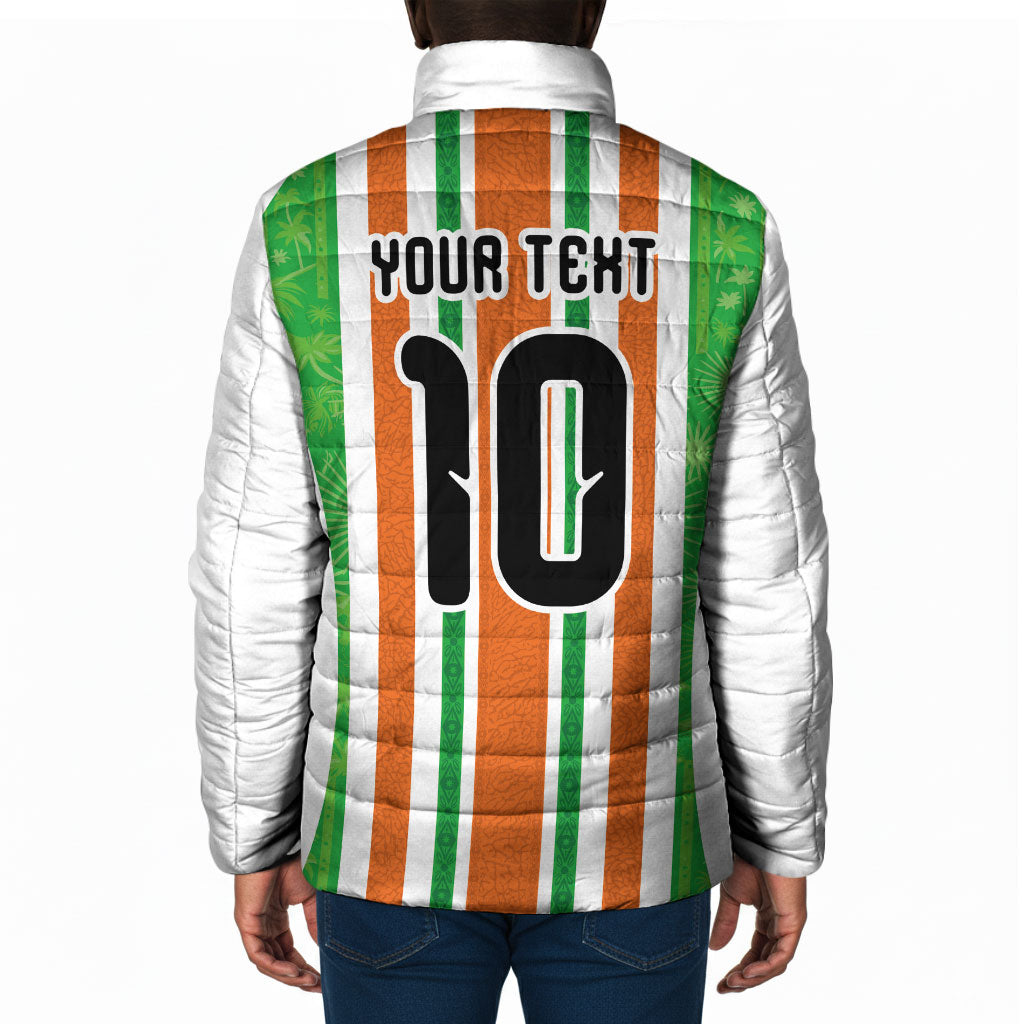 Custom Cote d'Ivoire Padded Jacket The Elephants with African Pattern Stripes