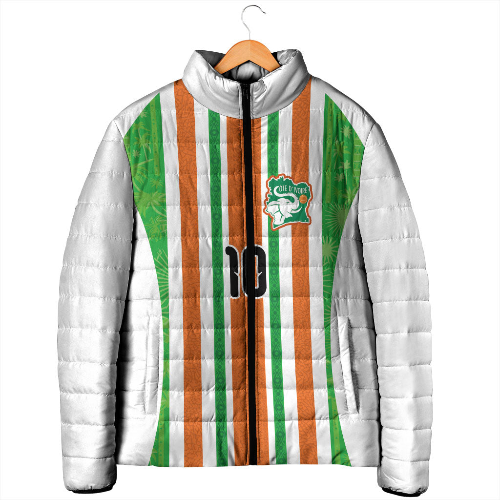 Custom Cote d'Ivoire Padded Jacket The Elephants with African Pattern Stripes