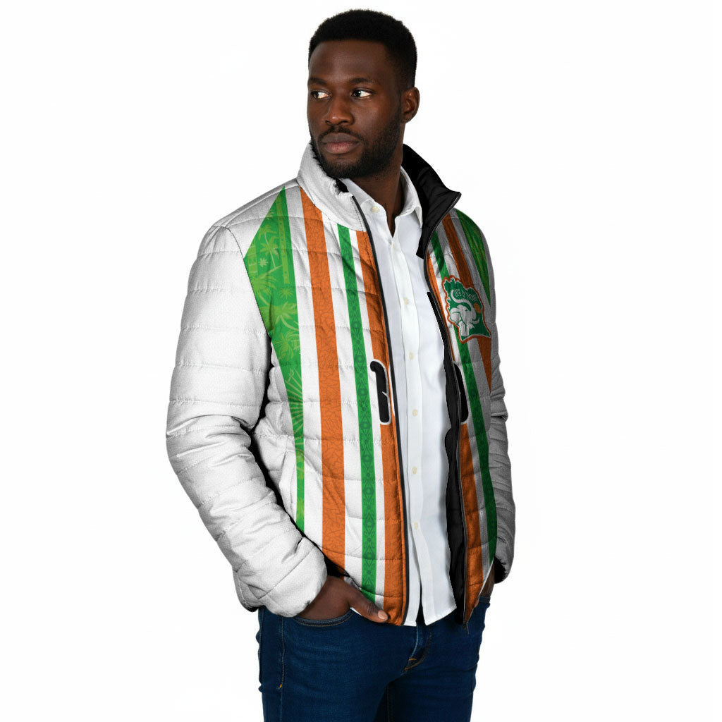 Custom Cote d'Ivoire Padded Jacket The Elephants with African Pattern Stripes