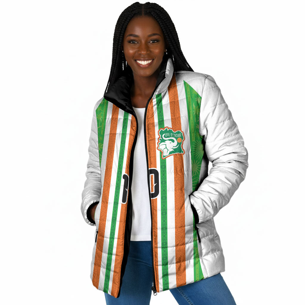 Custom Cote d'Ivoire Padded Jacket The Elephants with African Pattern Stripes