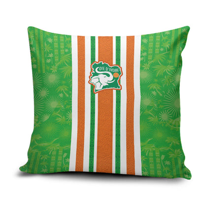 Cote d'Ivoire Pillow Cover The Elephants with African Pattern Stripes