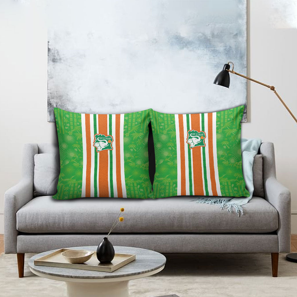 Cote d'Ivoire Pillow Cover The Elephants with African Pattern Stripes