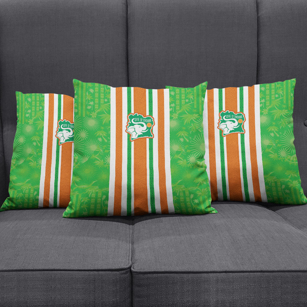 Cote d'Ivoire Pillow Cover The Elephants with African Pattern Stripes