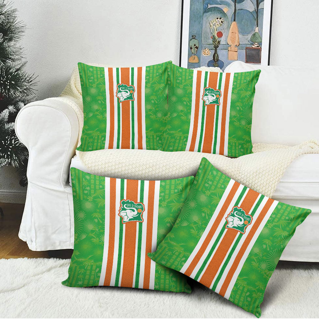 Cote d'Ivoire Pillow Cover The Elephants with African Pattern Stripes