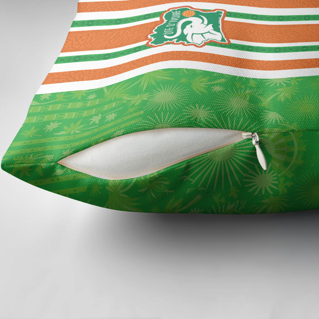Cote d'Ivoire Pillow Cover The Elephants with African Pattern Stripes