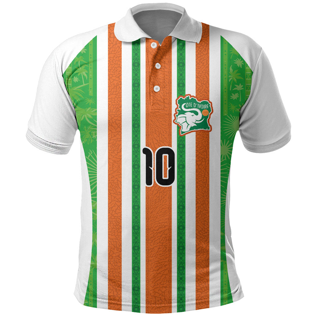 Custom Cote d'Ivoire Polo Shirt The Elephants with African Pattern Stripes