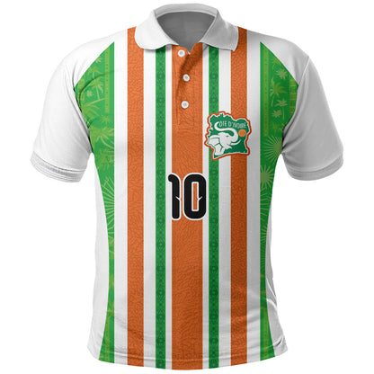 Custom Cote d'Ivoire Polo Shirt The Elephants with African Pattern Stripes