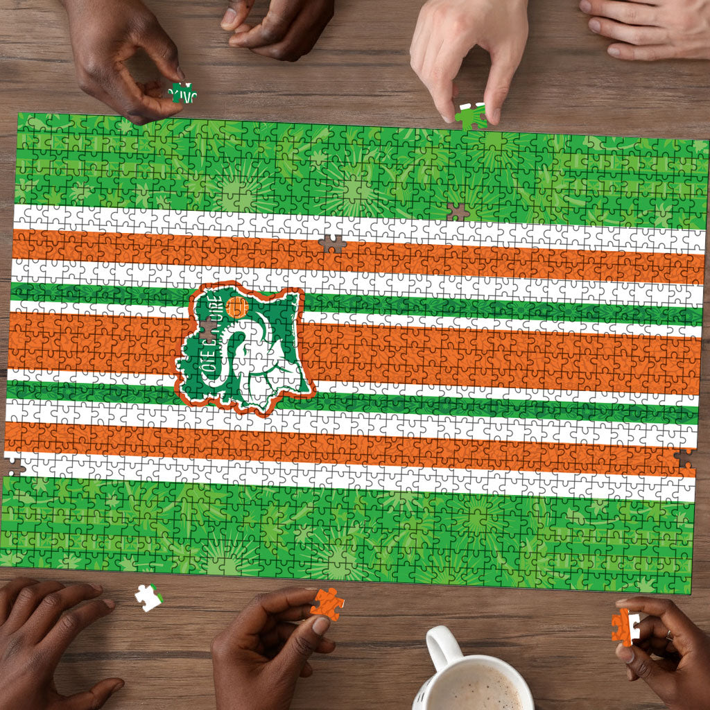 Cote d'Ivoire Puzzle The Elephants with African Pattern Stripes