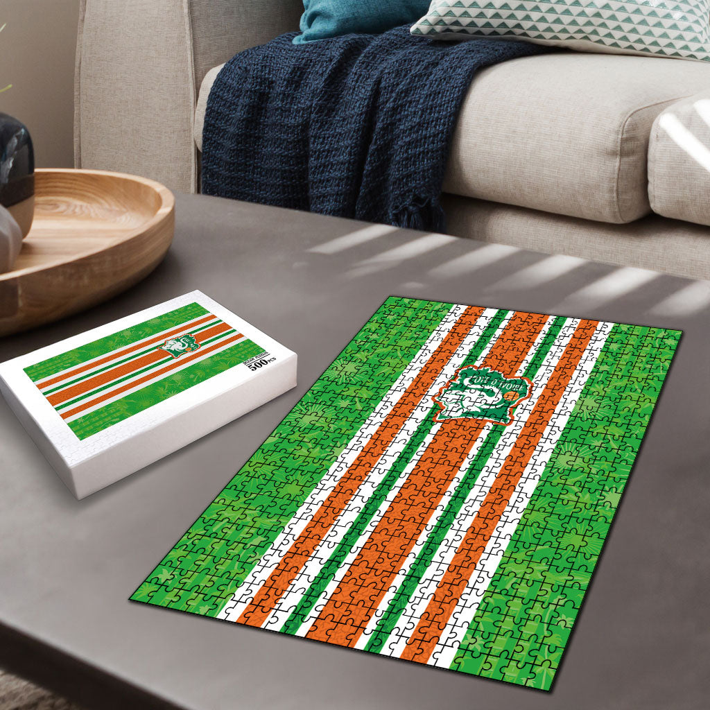 Cote d'Ivoire Puzzle The Elephants with African Pattern Stripes