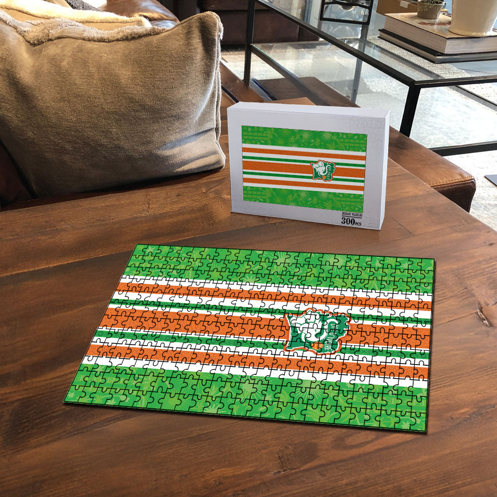 Cote d'Ivoire Puzzle The Elephants with African Pattern Stripes