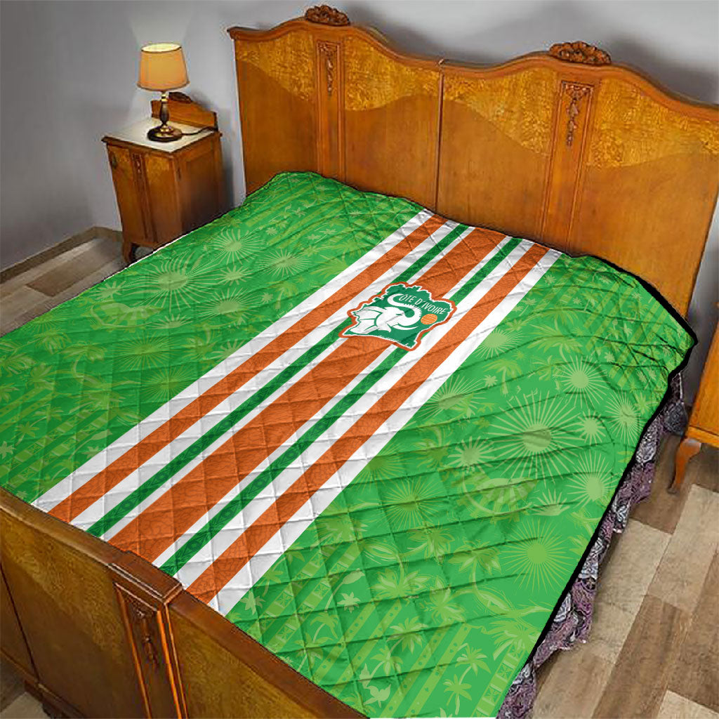 Cote d'Ivoire Quilt The Elephants with African Pattern Stripes