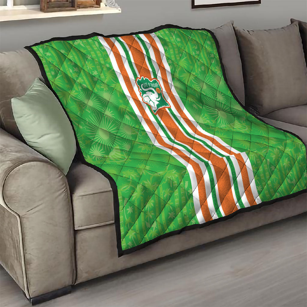 Cote d'Ivoire Quilt The Elephants with African Pattern Stripes