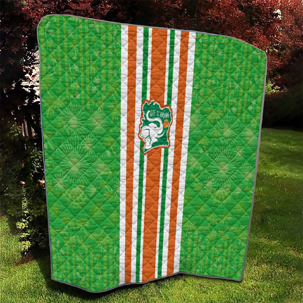 Cote d'Ivoire Quilt The Elephants with African Pattern Stripes