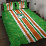 Cote d'Ivoire Quilt Bed Set The Elephants with African Pattern Stripes