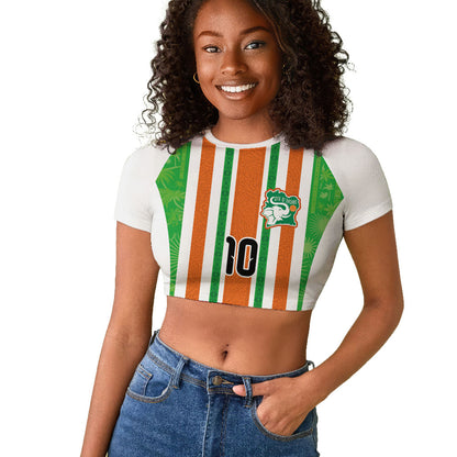 Custom Cote d'Ivoire Raglan Cropped T shirt The Elephants with African Pattern Stripes