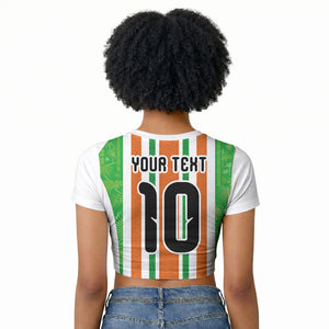 Custom Cote d'Ivoire Raglan Cropped T shirt The Elephants with African Pattern Stripes