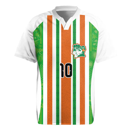 Custom Cote d'Ivoire Rugby Jersey The Elephants with African Pattern Stripes