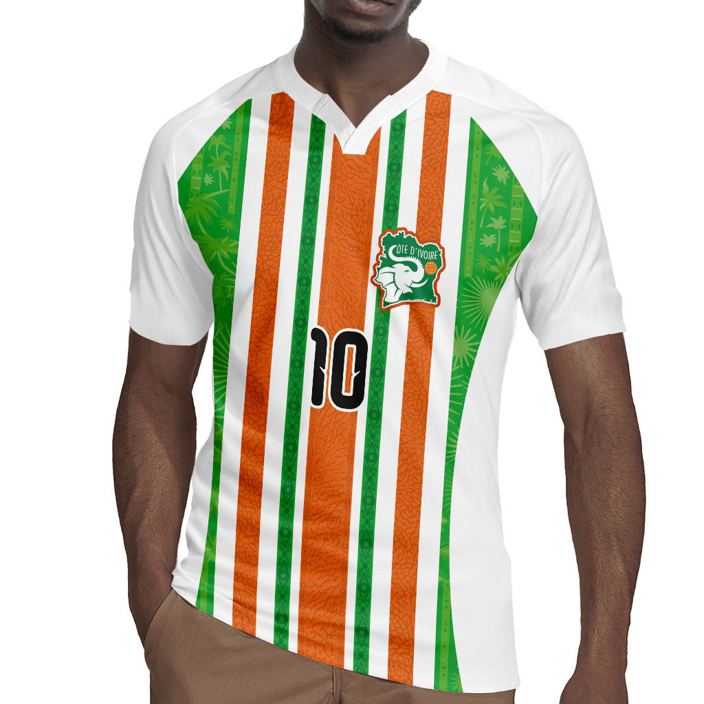 Custom Cote d'Ivoire Rugby Jersey The Elephants with African Pattern Stripes