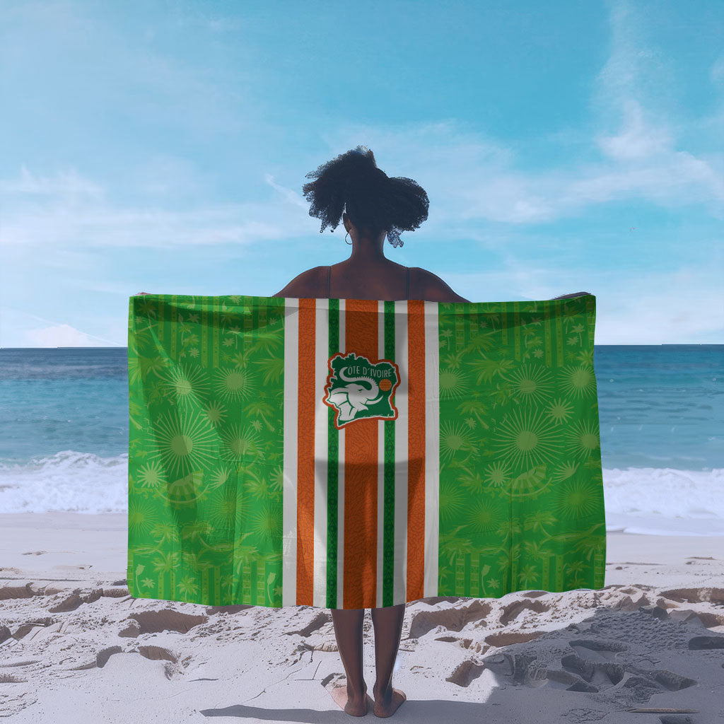 Cote d'Ivoire Sarong The Elephants with African Pattern Stripes