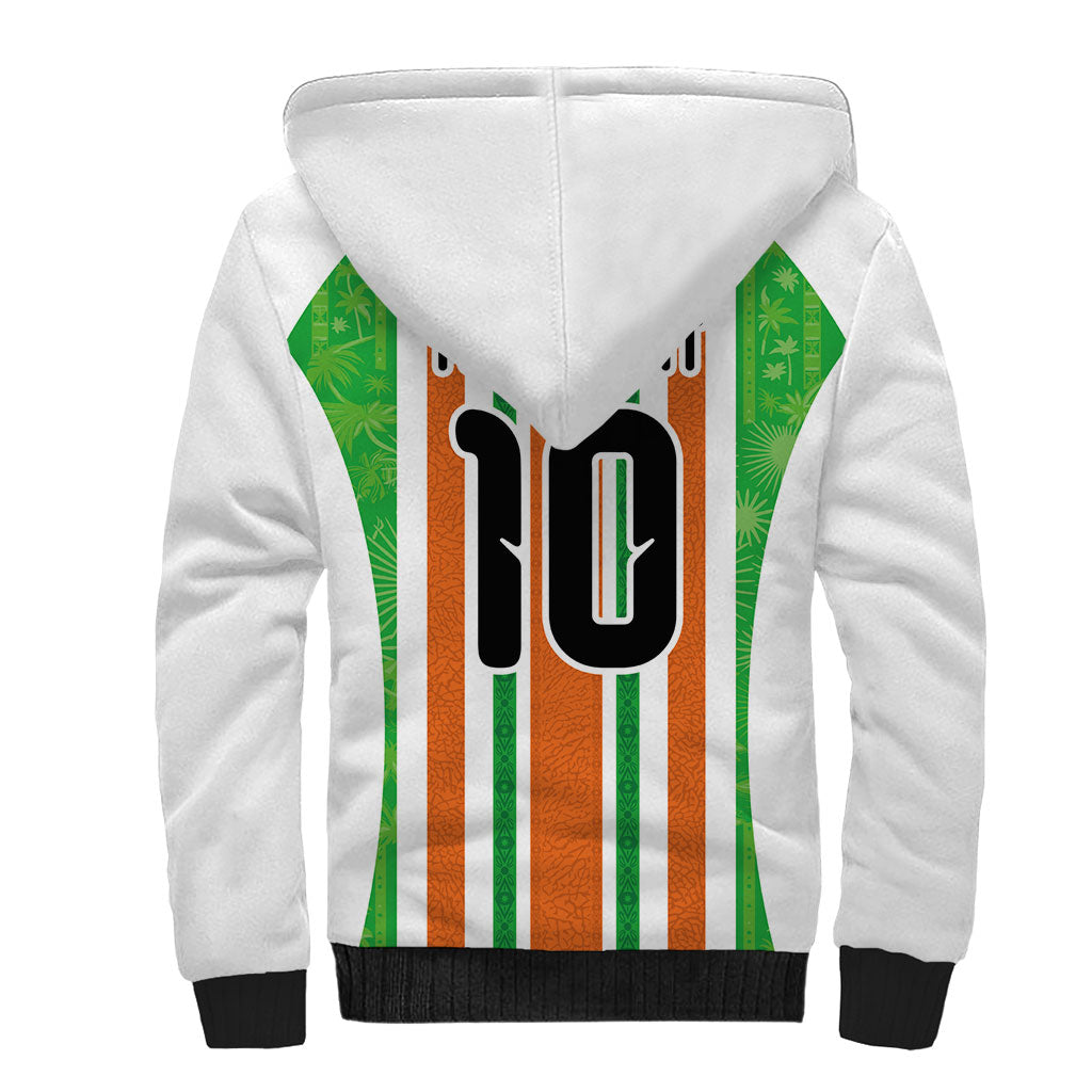 Custom Cote d'Ivoire Sherpa Hoodie The Elephants with African Pattern Stripes