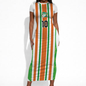 Custom Cote d'Ivoire Short Sleeve Bodycon Dress The Elephants with African Pattern Stripes