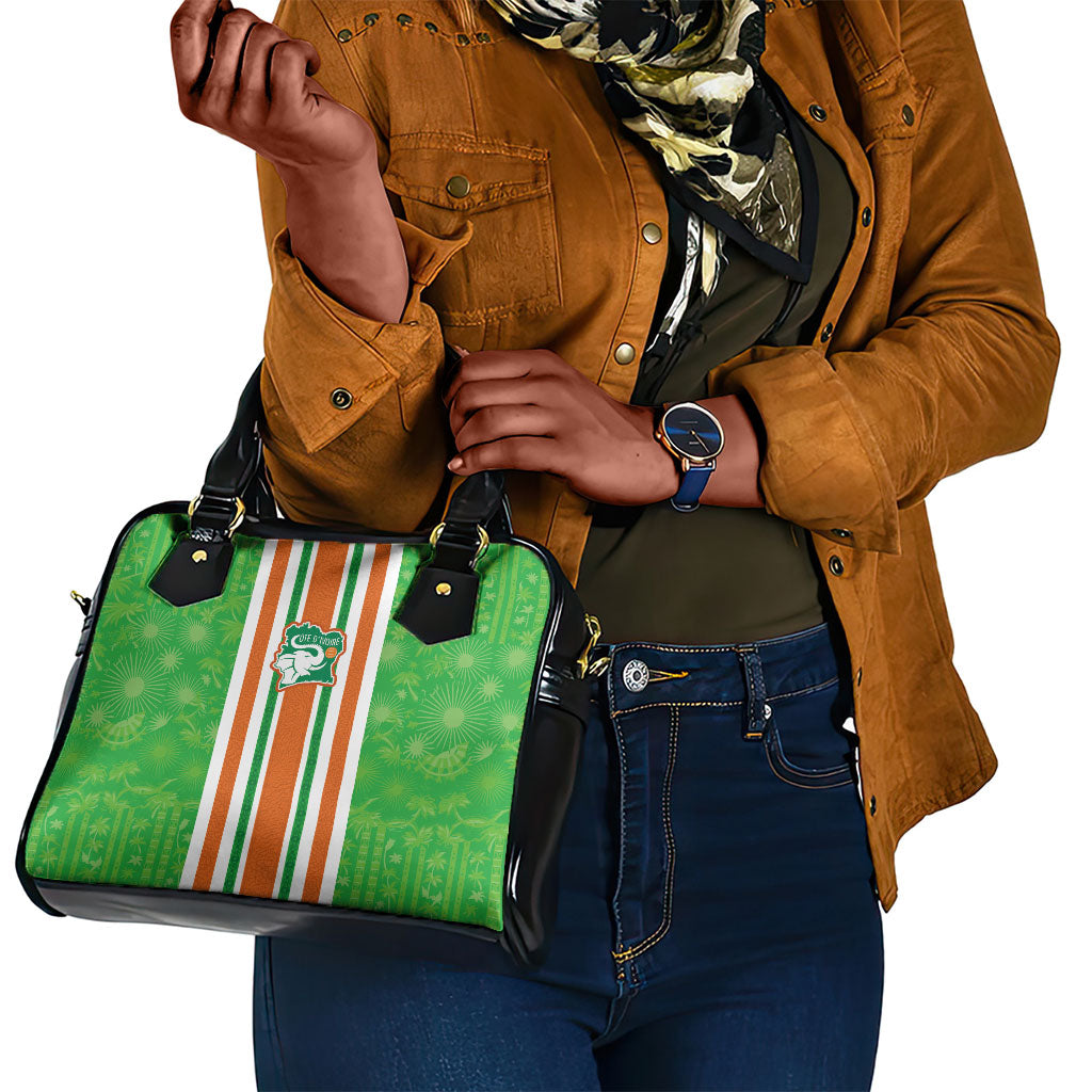 Cote d'Ivoire Shoulder Handbag The Elephants with African Pattern Stripes