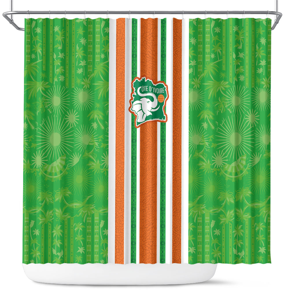 Cote d'Ivoire Shower Curtain The Elephants with African Pattern Stripes