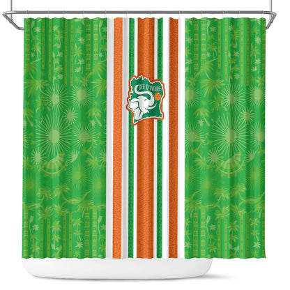 Cote d'Ivoire Shower Curtain The Elephants with African Pattern Stripes