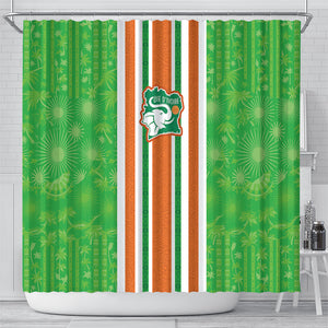 Cote d'Ivoire Shower Curtain The Elephants with African Pattern Stripes