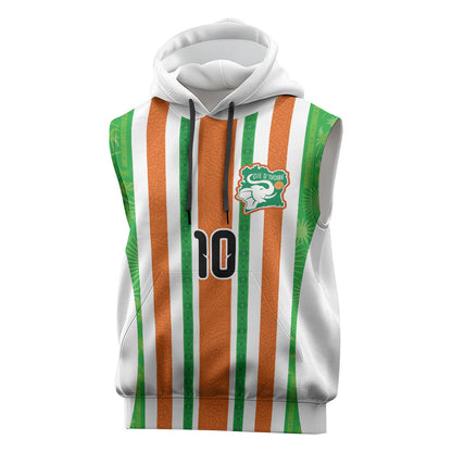Custom Cote d'Ivoire Sleeveless Hoodie The Elephants with African Pattern Stripes