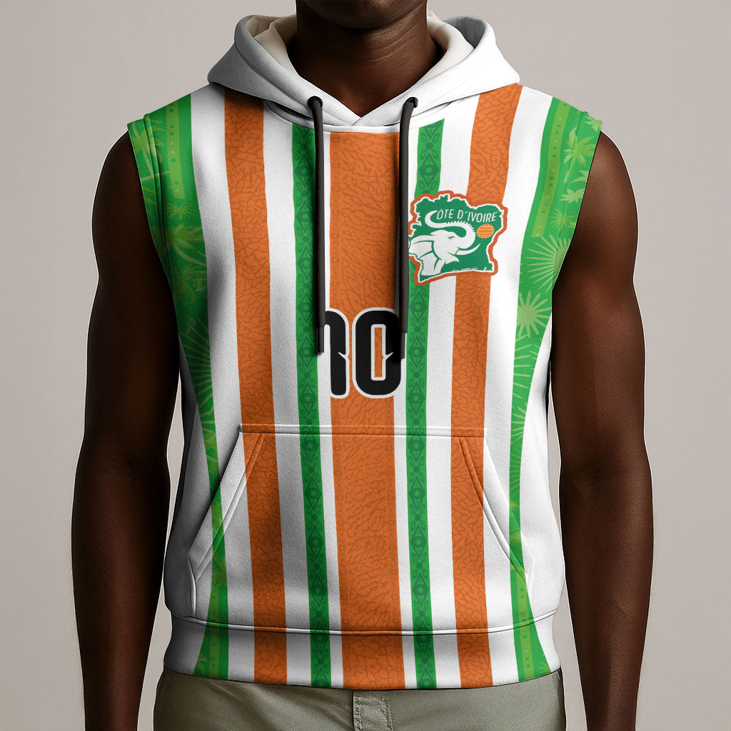 Custom Cote d'Ivoire Sleeveless Hoodie The Elephants with African Pattern Stripes