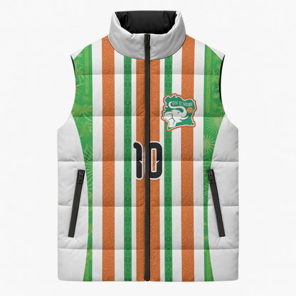 Custom Cote d'Ivoire Sleeveless Puffer Jacket The Elephants with African Pattern Stripes