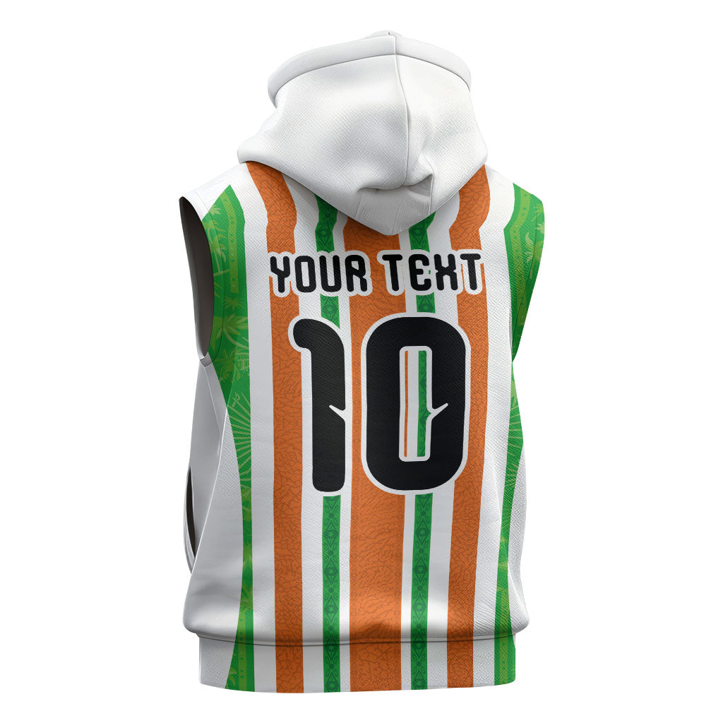 Custom Cote d'Ivoire Sleeveless Zip Hoodie The Elephants with African Pattern Stripes