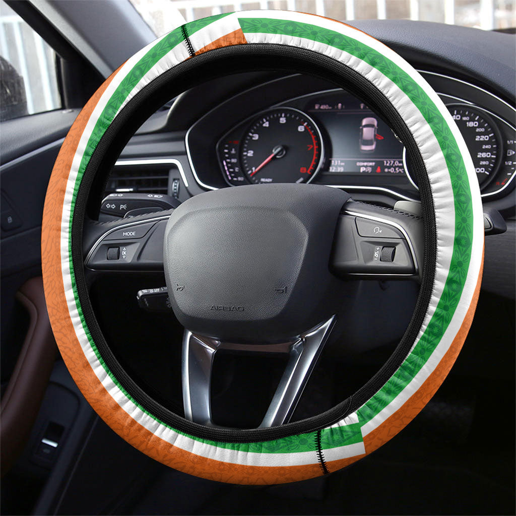 Cote d'Ivoire Steering Wheel Cover The Elephants with African Pattern Stripes