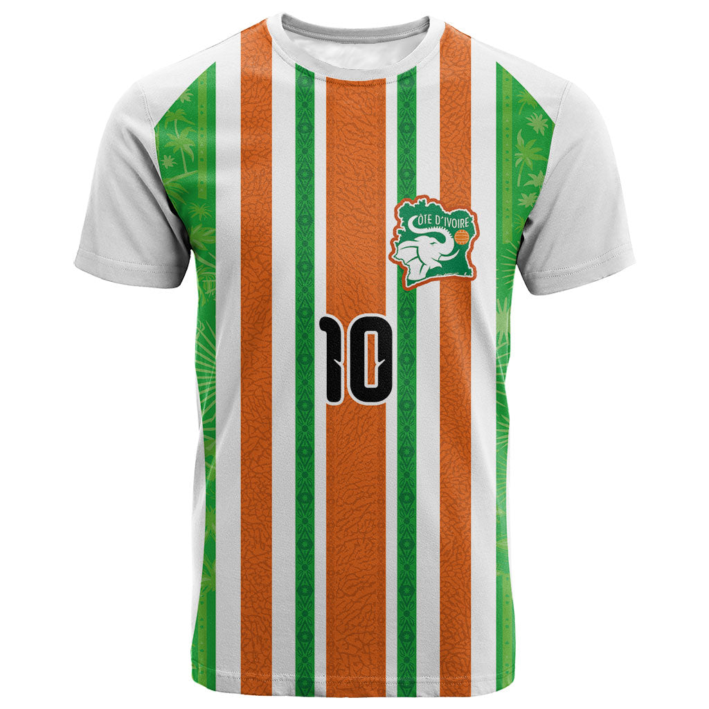 Custom Cote d'Ivoire T shirt The Elephants with African Pattern Stripes