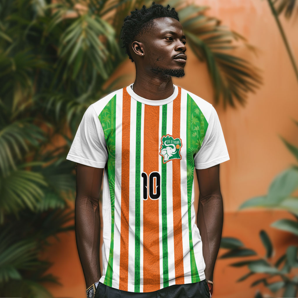 Custom Cote d'Ivoire T shirt The Elephants with African Pattern Stripes
