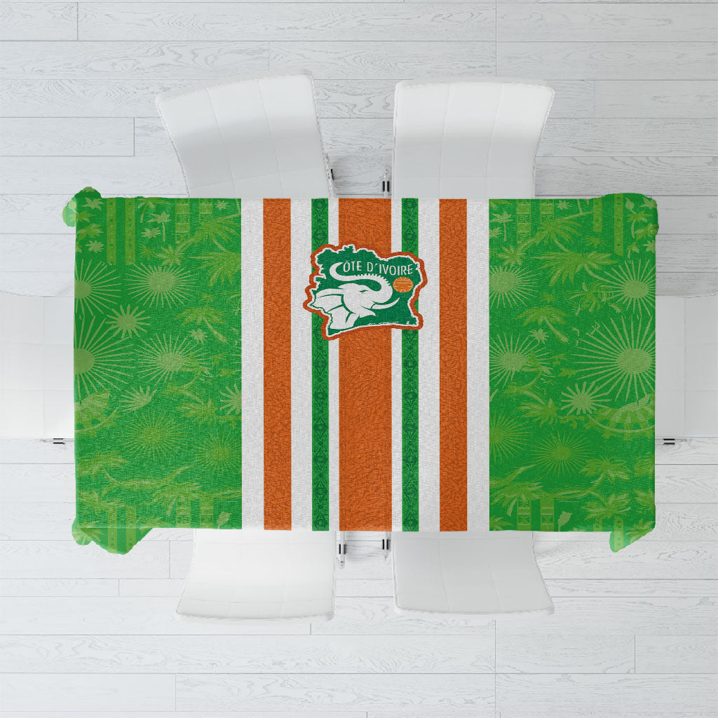 Cote d'Ivoire Tablecloth The Elephants with African Pattern Stripes