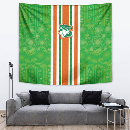 Cote d'Ivoire Tapestry The Elephants with African Pattern Stripes