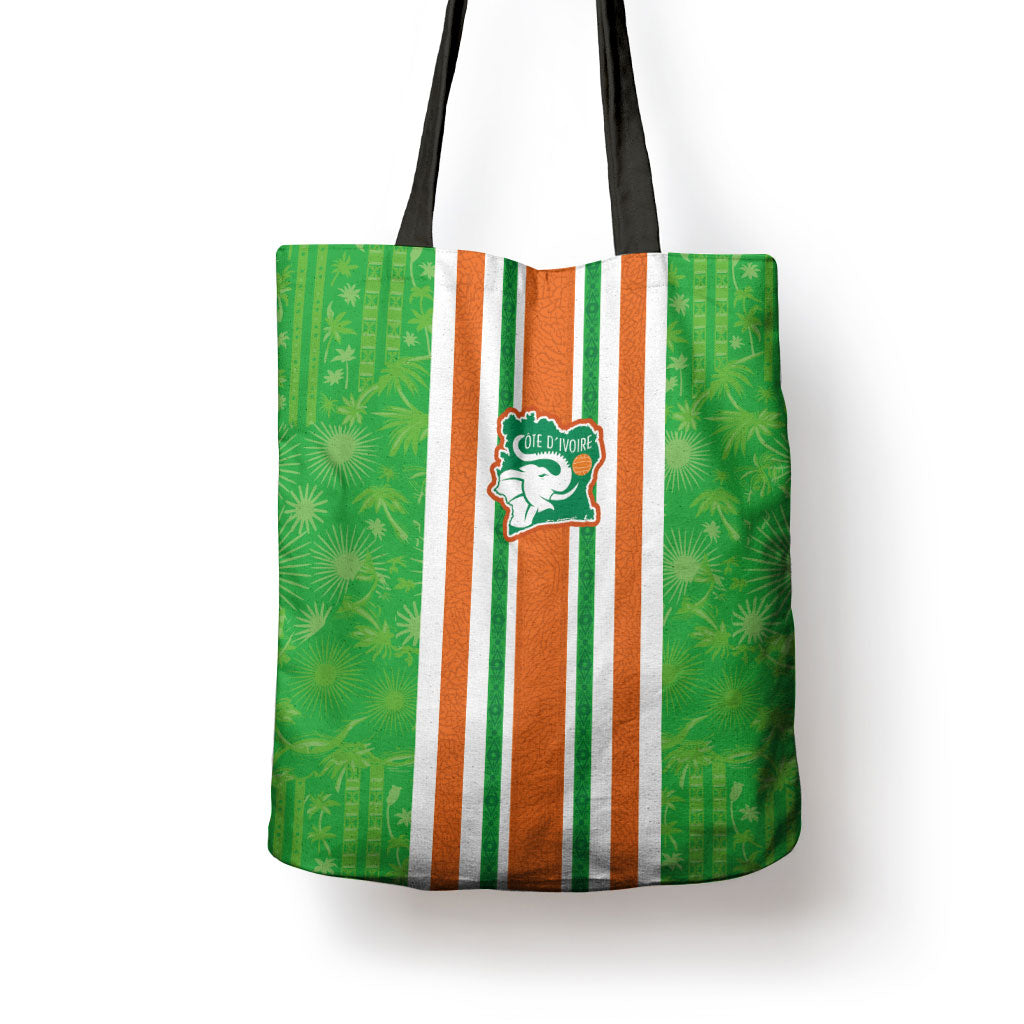 Cote d'Ivoire Tote Bag The Elephants with African Pattern Stripes