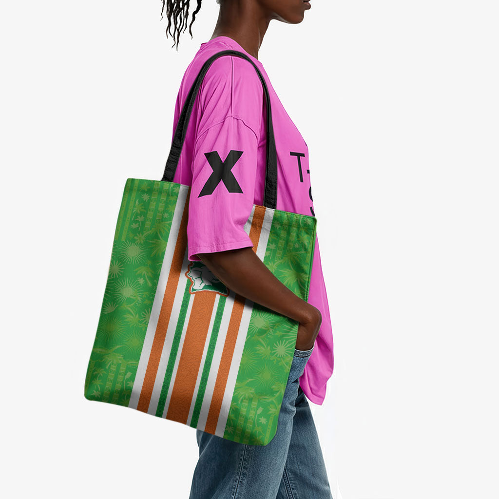 Cote d'Ivoire Tote Bag The Elephants with African Pattern Stripes