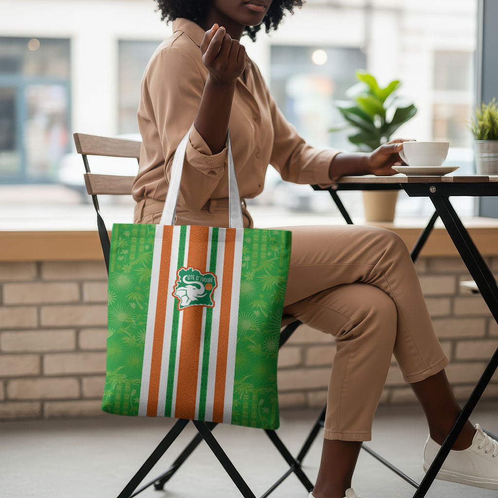 Cote d'Ivoire Tote Bag The Elephants with African Pattern Stripes