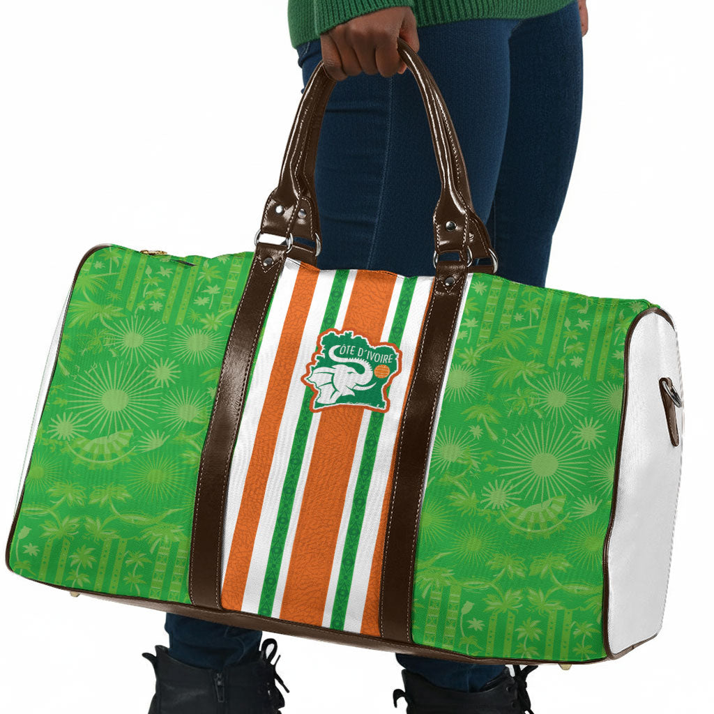 Cote d'Ivoire Travel Bag The Elephants with African Pattern Stripes