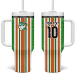 Custom Cote d'Ivoire Tumbler With Handle The Elephants with African Pattern Stripes