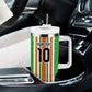 Custom Cote d'Ivoire Tumbler With Handle The Elephants with African Pattern Stripes