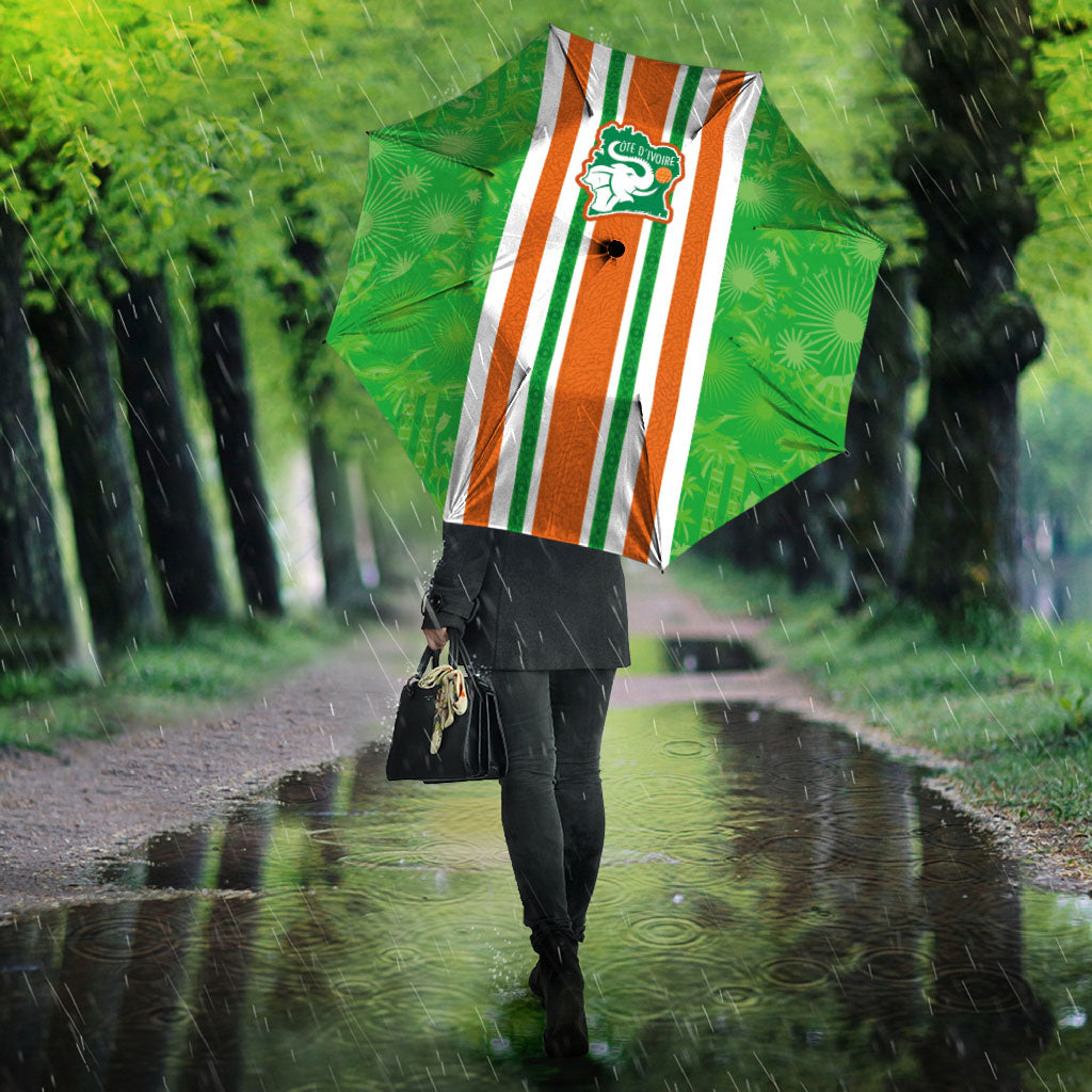 Cote d'Ivoire Umbrella The Elephants with African Pattern Stripes