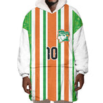 Custom Cote d'Ivoire Wearable Blanket Hoodie The Elephants with African Pattern Stripes