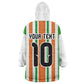 Custom Cote d'Ivoire Wearable Blanket Hoodie The Elephants with African Pattern Stripes